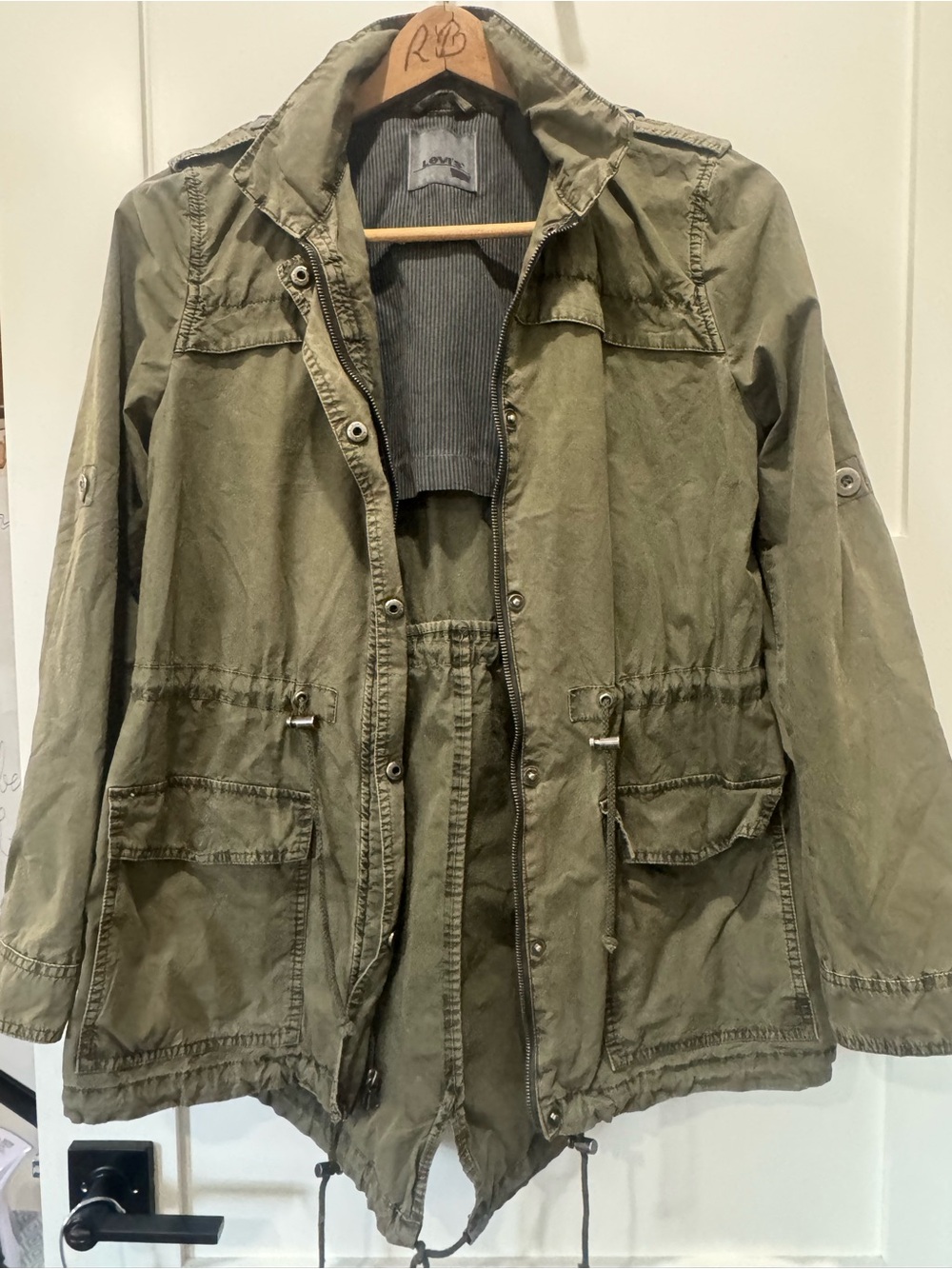 Levi's Army Green Military Field Jacket Size Small Oversized